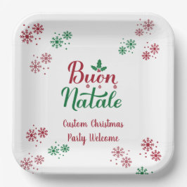 Plato De Papel Personalizado Buon Natale Feliz Navidad italiana