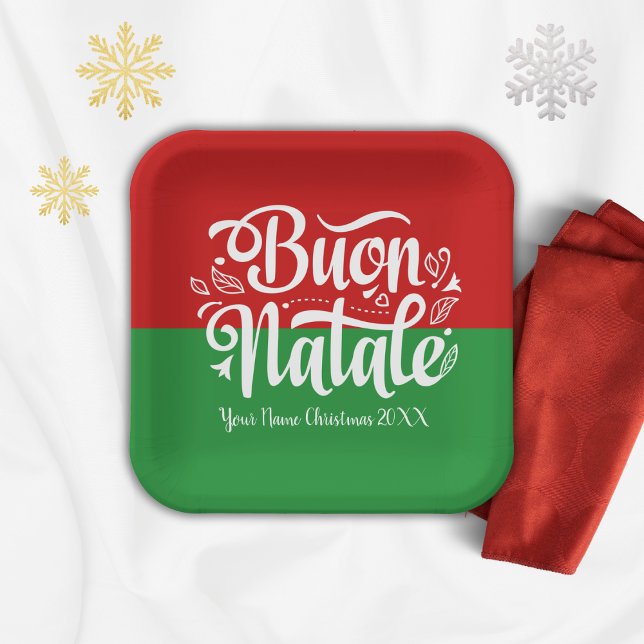 Plato De Papel Personalizado Buon Natale Feliz Navidad italiana (Subido por el creador)