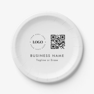 Plato De Papel Personalizado Business Logo QR Code Fiesta Evento
