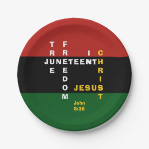 Plato De Papel Personalizado Christian JUNETEENTH