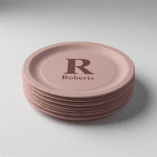 Plato De Papel Personalizado Cinnamon Rosa nombre/primer/apellido