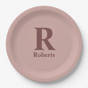 Plato De Papel Personalizado Cinnamon Rosa nombre/primer/apellido
