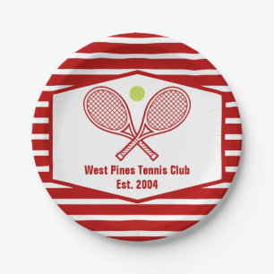 Plato De Papel Personalizado Club Campestre de Tenis Red Stried