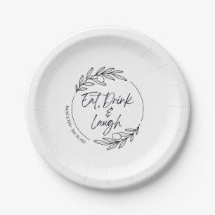 Plato de Papel Personalizado Come, Bebe y Ríe