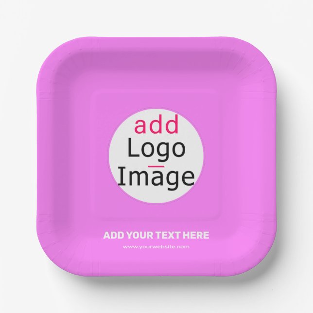 Plato De Papel Personalizado comercial extravagante Marca rosa (Anverso)