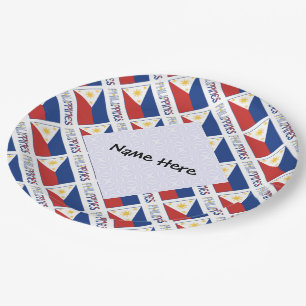 Plato De Papel Personalizado con baldosas de la bandera de Filipi