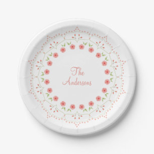 Plato de papel personalizado con mandala floral de