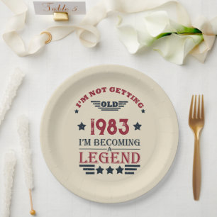 Plato De Papel Personalizado cuarenta fiesta vintage de 40 años