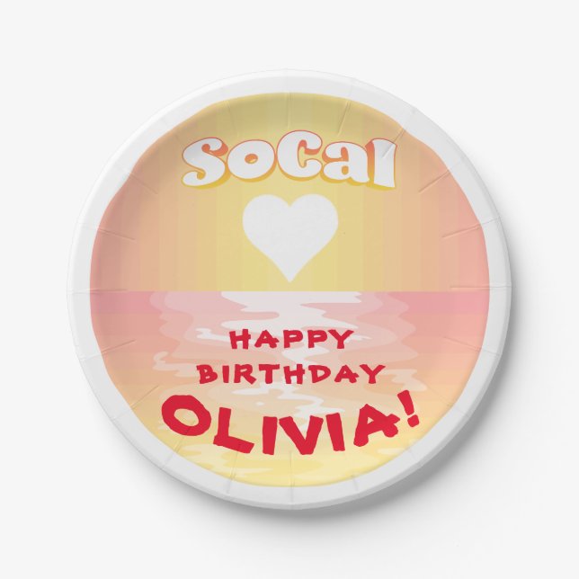 Plato De Papel Personalizado Cumpleaños SoCal Love (Anverso)