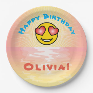 Plato De Papel Personalizado Cumpleaños Sunset