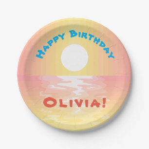 Plato De Papel Personalizado Cumpleaños Sunset