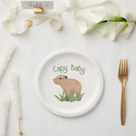 Plato De Papel Personalizado Cute Capybara Pun Capy Baby Ilustrac