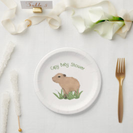Plato De Papel Personalizado Cute Capybara Pun Capy Baby Shower