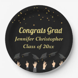 Plato De Papel Personalizado Cute moderno Clásico Graduación de O