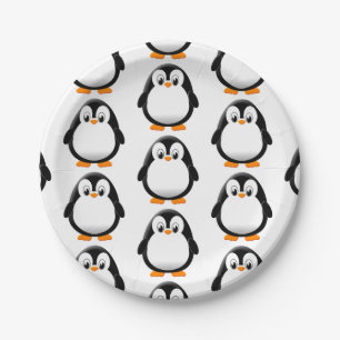 Plato De Papel Personalizado Cute Penguin