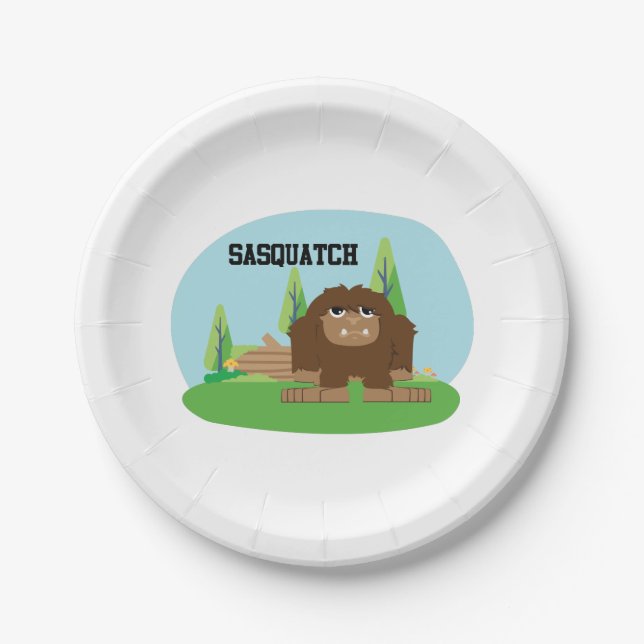 Plato De Papel Personalizado Cute Sasquatch (Anverso)