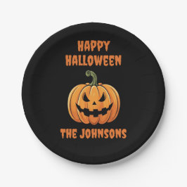 Plato De Papel Personalizado Cute Spookkin Calabaza Feliz Hallowe