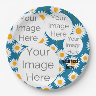 Plato De Papel personalizado Daisy Photo Fiesta de texto Plate -