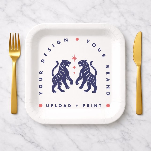 Plato de papel personalizado de 7" | Platos cuadra (Upload your artwork and turn these paper plates into custom party or event tableware)