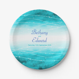 Plato de papel personalizado de acuarela de boda m