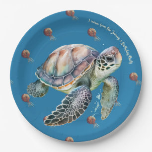 Plato De Papel Personalizado de acuarela de estilo costero oceáni