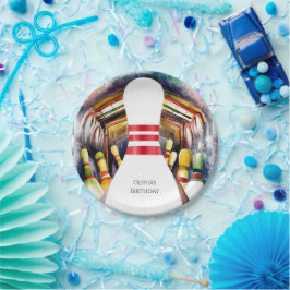 Plato De Papel Personalizado de acuarela encantada Bowling Cumple