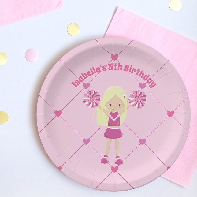 Plato De Papel Personalizado de animadores rosados bonitos Fiesta (Subido por el creador)