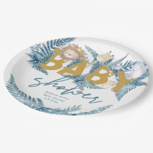 Plato De Papel Personalizado de animales Safari de Baby Shower