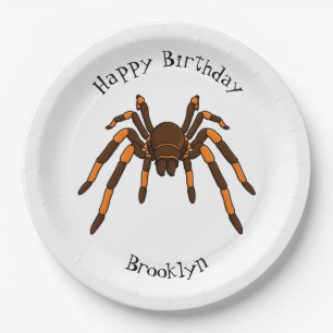 Plato De Papel Personalizado de araña tarántula arenosa marrón y