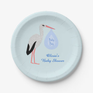 Plato De Papel Personalizado de Baby Shower Cute Blue Baby Boy St
