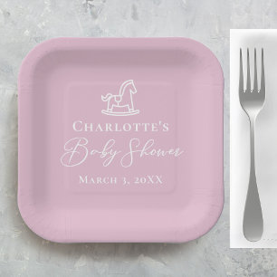 Plato De Papel Personalizado de Baby Shower de caballos de Rocas