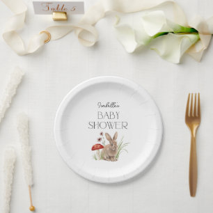 Plato De Papel Personalizado de Baby Shower de Woodland Forest An