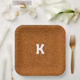 Plato De Papel Personalizado de Boho Rustic Textured Wood brown