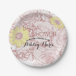 Plato De Papel Personalizado de Bouquet de Terra Cotta