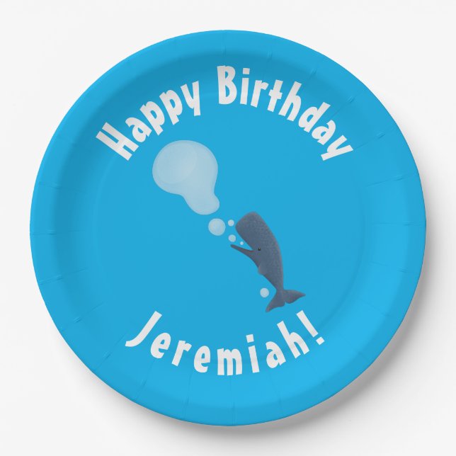 Plato De Papel Personalizado de burbujas de esperma de esperma (Anverso)