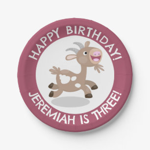 Plato De Papel Personalizado de cabra de cabra lindo personalizad