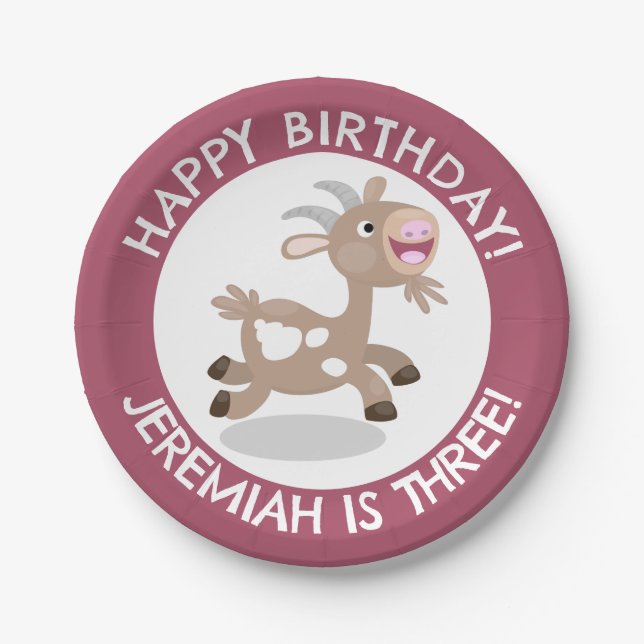 Plato De Papel Personalizado de cabra de cabra lindo personalizad (Anverso)