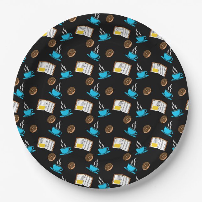Plato De Papel Personalizado de Café y Donut para Libros (Anverso)