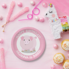 Plato De Papel Personalizado de cerdos de barriga cuta personaliz
