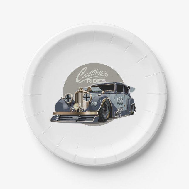 Plato De Papel Personalizado de ciencia ficción retro (Anverso)