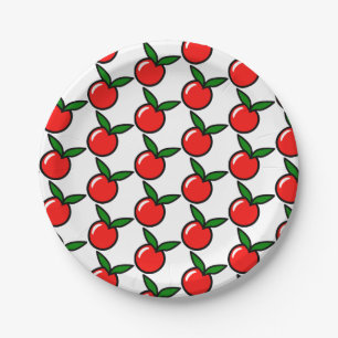 Plato De Papel Personalizado de cocina divertida de Apple Cherry 