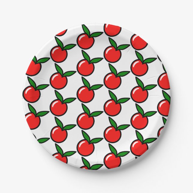 Plato De Papel Personalizado de cocina divertida de Apple Cherry  (Anverso)