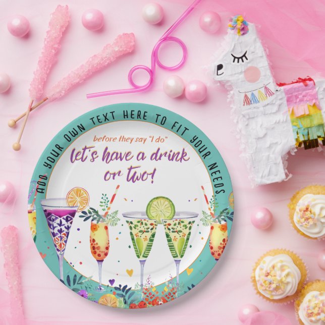 Plato De Papel PERSONALIZADO de cócteles de FIESTA (Fiesta)