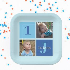 Plato De Papel Personalizado de Collage de fotos de niños de colo