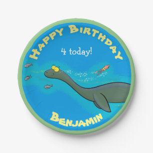 Plato De Papel Personalizado de dinosaurios de mar Cute cumpleaño