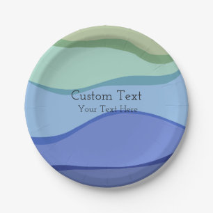 Plato De Papel Personalizado de diseño oceánico de la ola marina