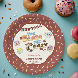 Plato De Papel Personalizado de donut para bebé, Baby Shower y Sp