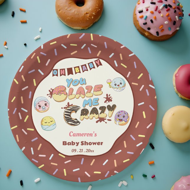 Plato De Papel Personalizado de donut para bebé, Baby Shower y Sp (Subido por el creador)