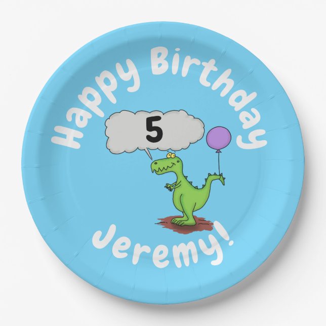 Plato De Papel Personalizado de dragón divertido y suave que resp (Anverso)