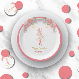 Plato De Papel Personalizado de ducha de fiesta de cumpleaños Pin